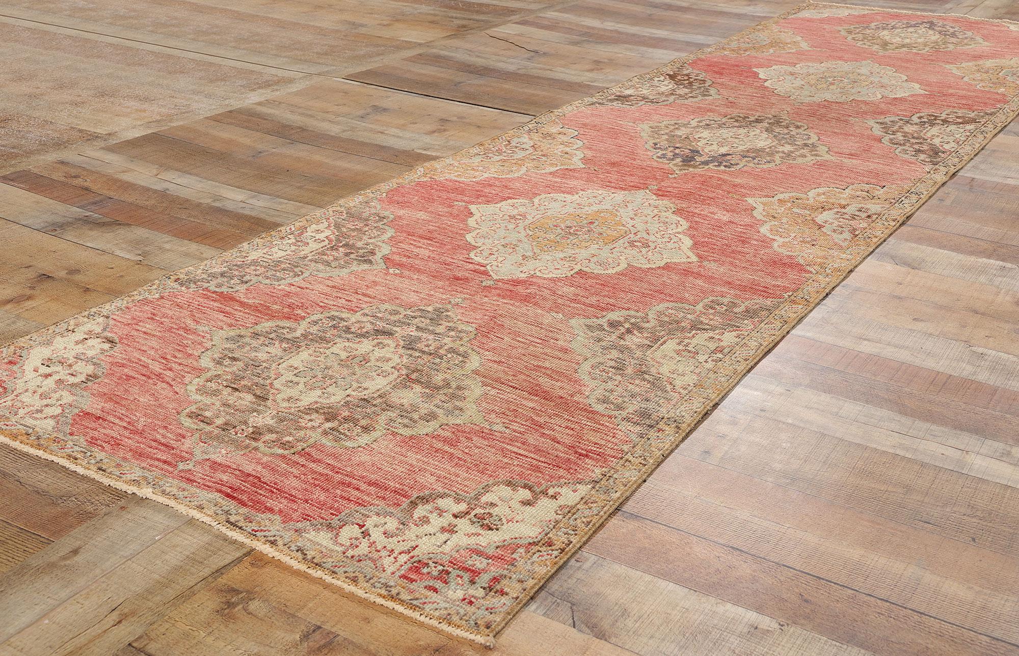 Wool Vintage Red Turkish Oushak Rug  For Sale