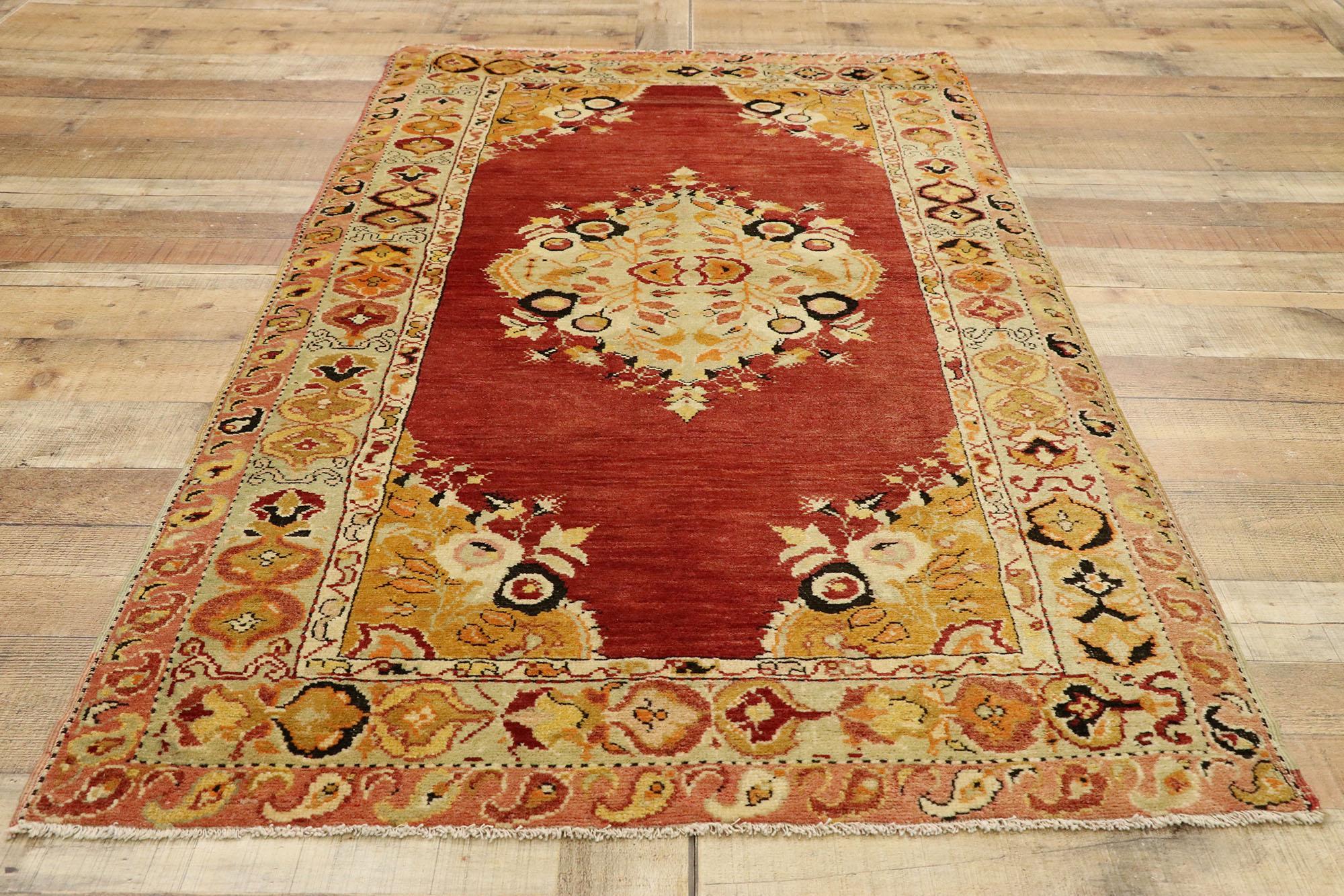 Vintage Red Turkish Oushak Rug For Sale 1