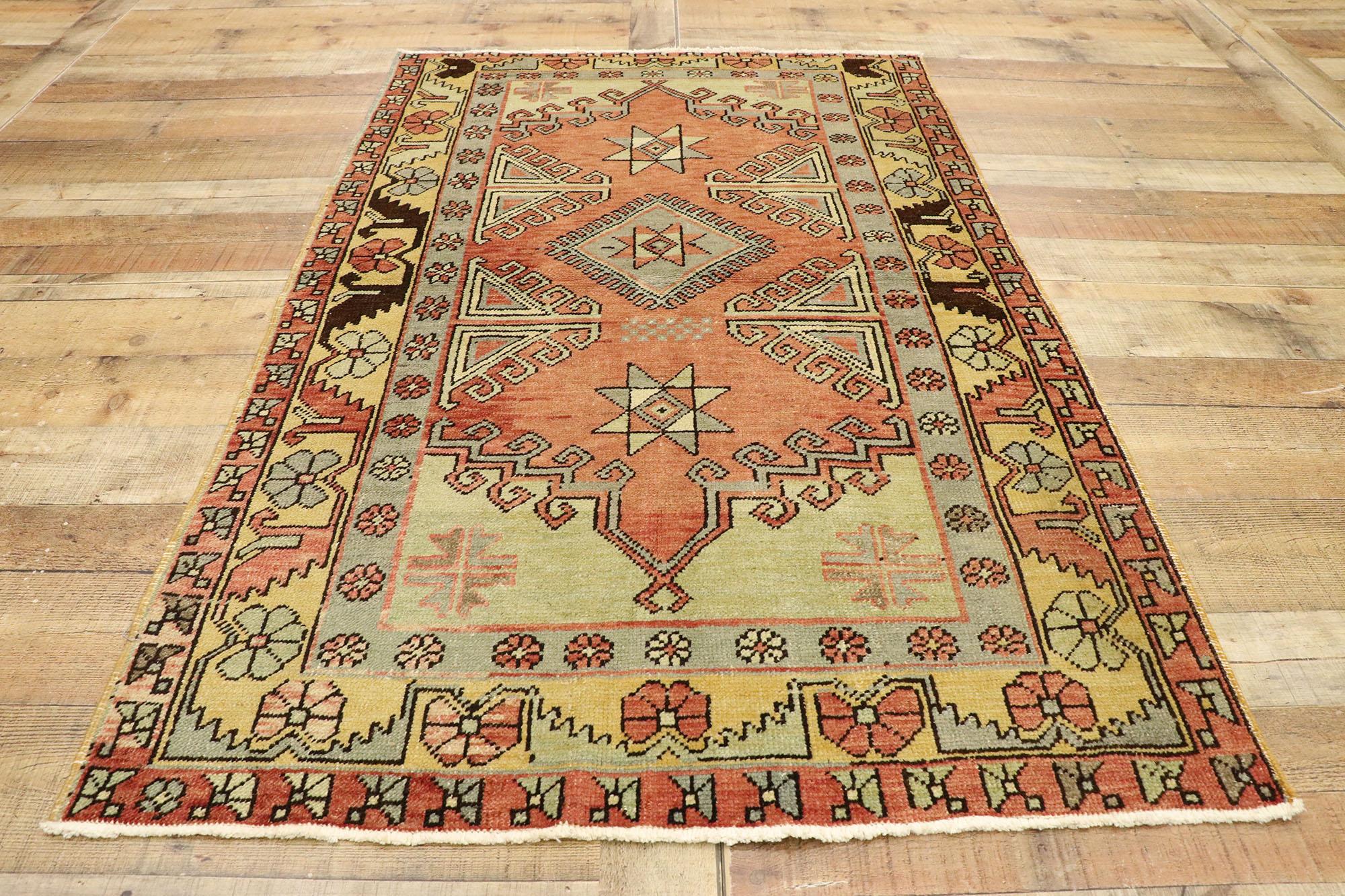 Vintage Red Turkish Oushak Rug For Sale 1