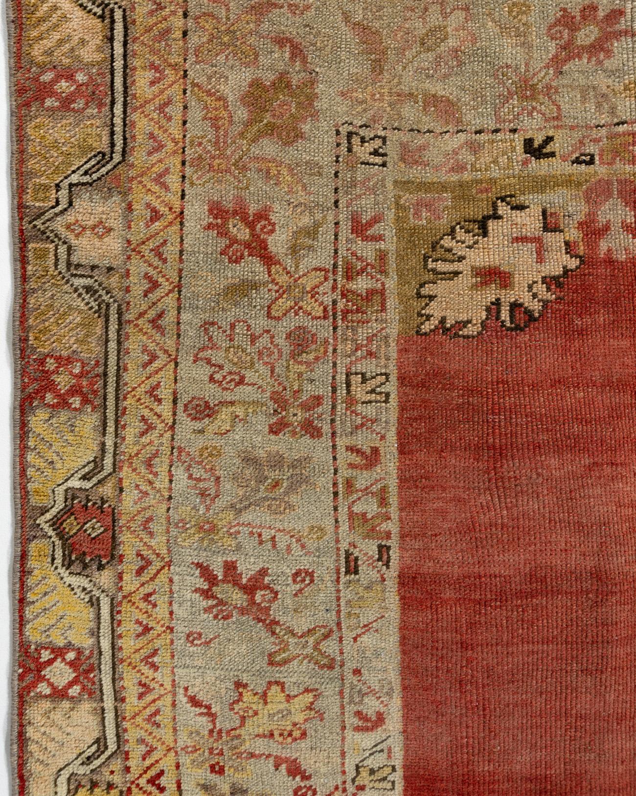 Vintage Red Turkish Oushak Rug For Sale 2