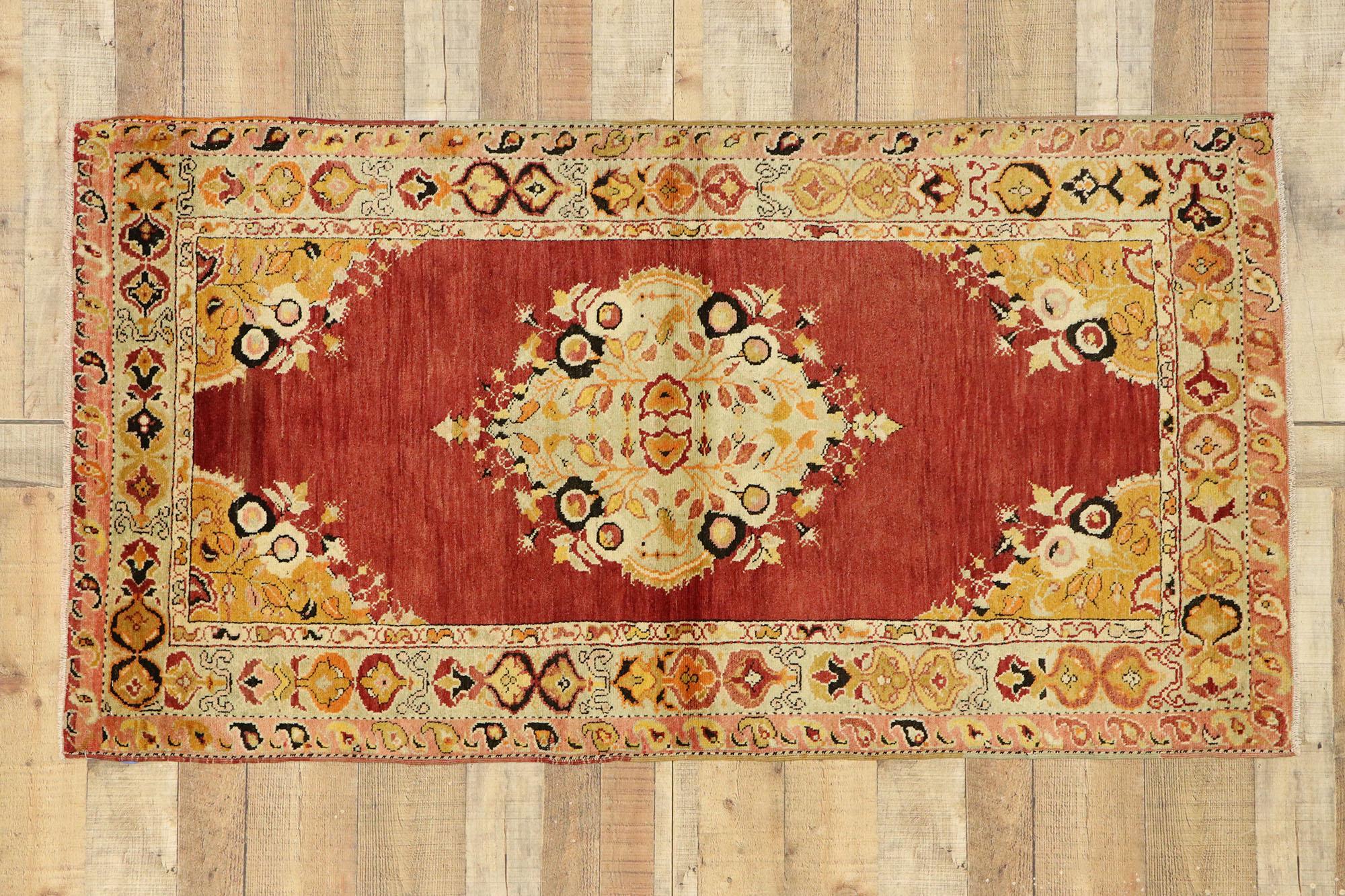 Vintage Red Turkish Oushak Rug For Sale 2