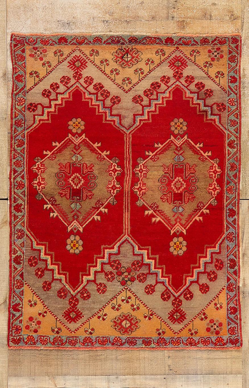Vintage Red Turkish Oushak Rug For Sale 3