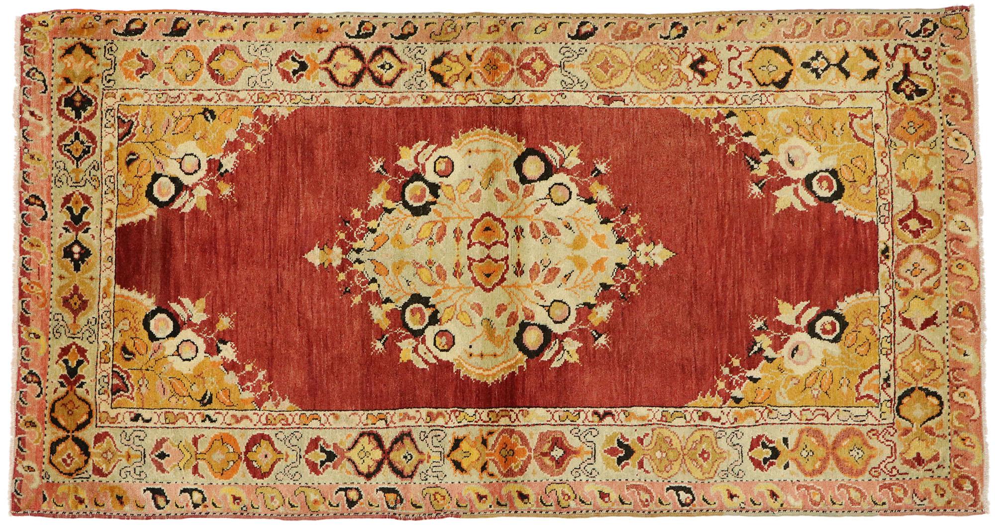 Vintage Red Turkish Oushak Rug For Sale 3