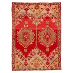 Tapis d'Oushak turc rouge vintage