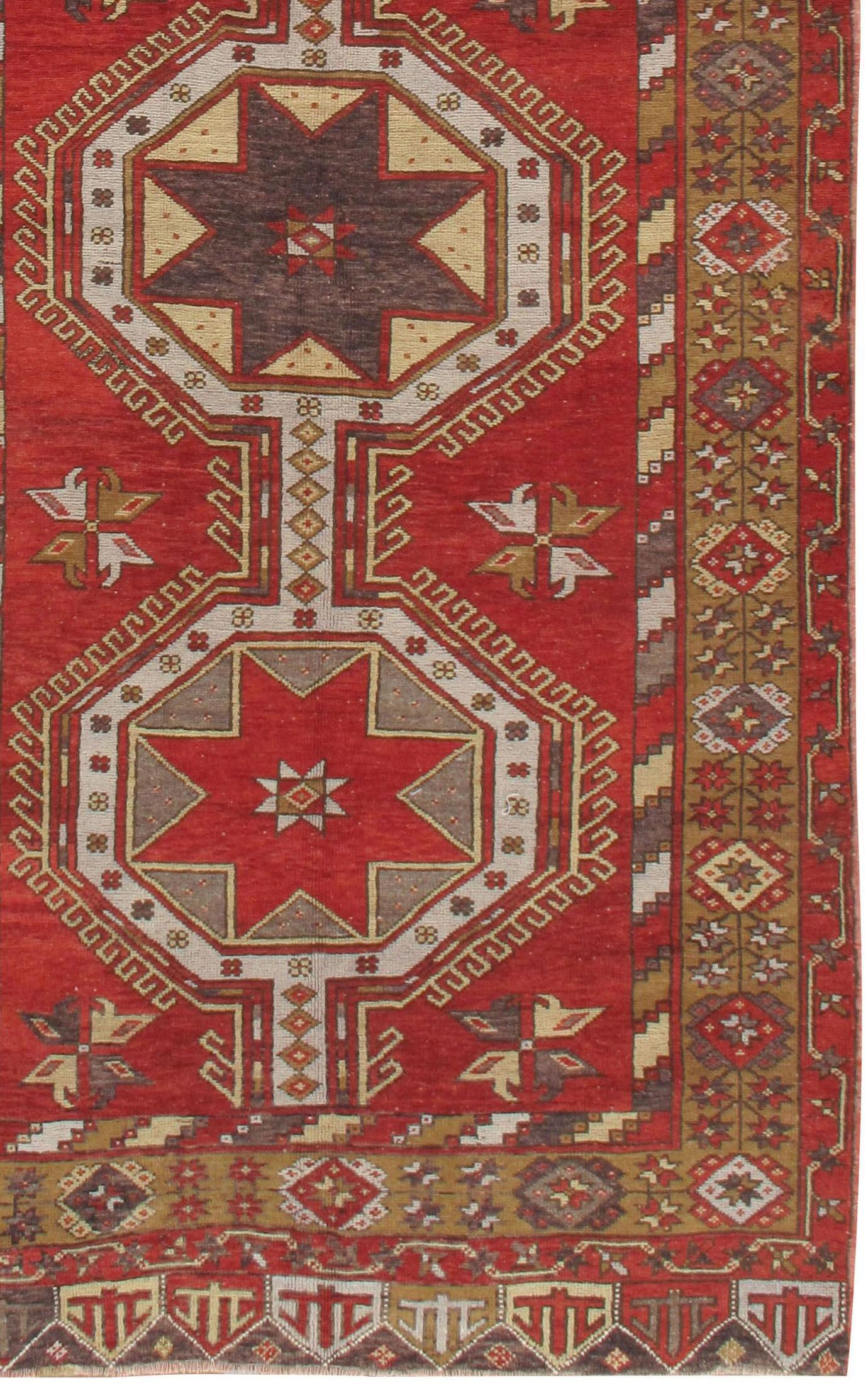 Vintage Rot Türkisch Oushak Läufer 4'11 x 12'10 im Angebot 1