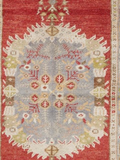 Vintage Red Turkish Oushak Runner Rug, Hand Knotted 2'11 x 11'