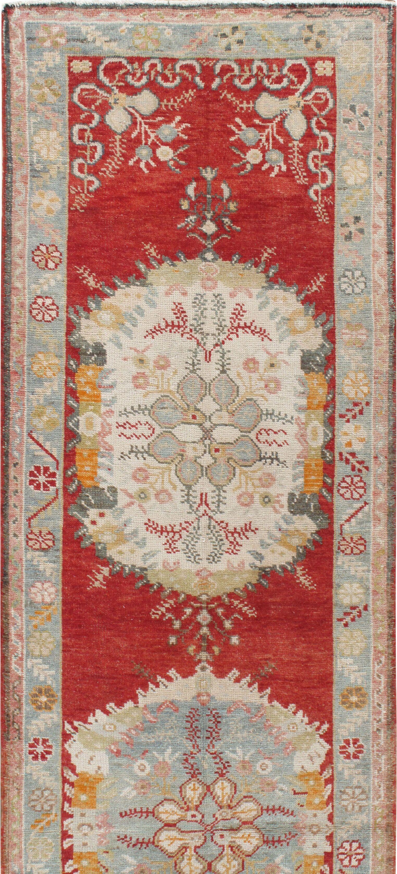 Turco Tappeto Runner Oushak rosso vintage, 2'11 x 11'5 in vendita