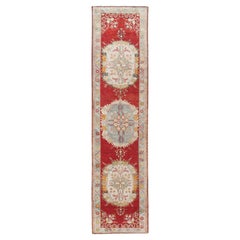 Tappeto Runner Oushak rosso vintage, 2'11 x 11'5