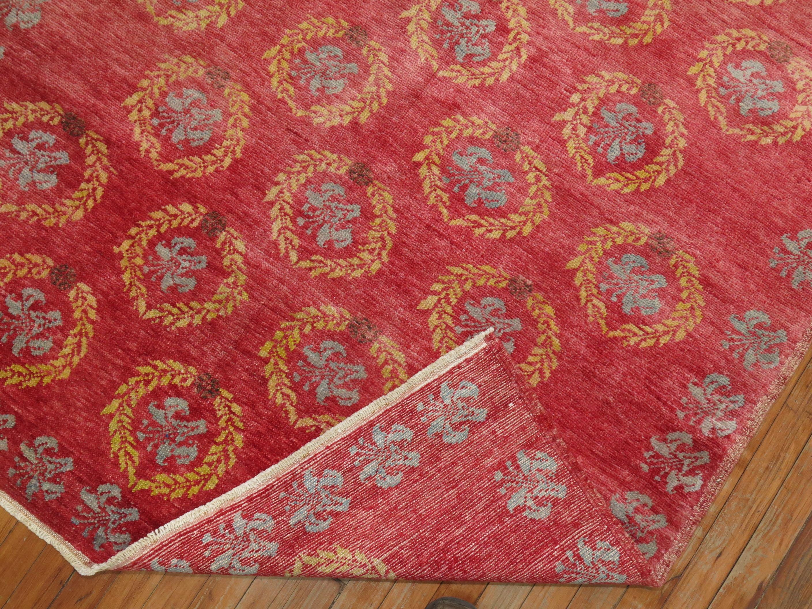 Hand-Knotted Vintage Red Turkish Rug For Sale