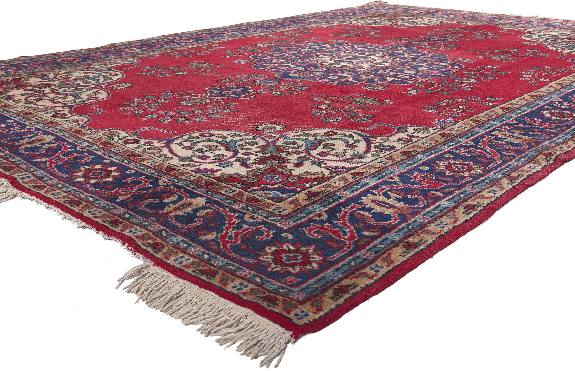 78140 Vintage Turkish Sparta Rug, 07'07 x 11'01. 
Emulating traditional sensibility and refined elegance, this vintage Turkish Sparta rug appears like a sumptuous Italian velvet, recalling the rich and luxurious design furnishings of a bygone era