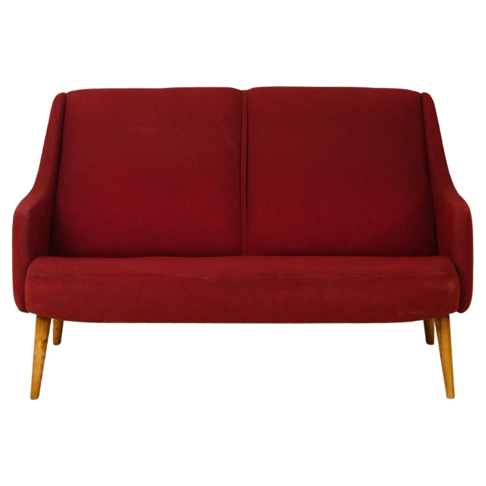 Vintage Red Two-Seater Sofa