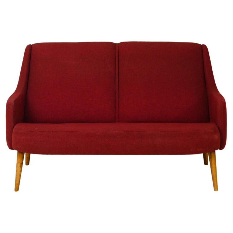 Vintage Red TwoSeater Sofa For Sale at 1stDibs