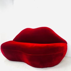 Vintage Red Velvet Bocca-Style Lips Sofa, After Studio 65