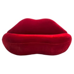 Vintage Red Velvet Bocca-Style Lips Sofa, After Studio 65