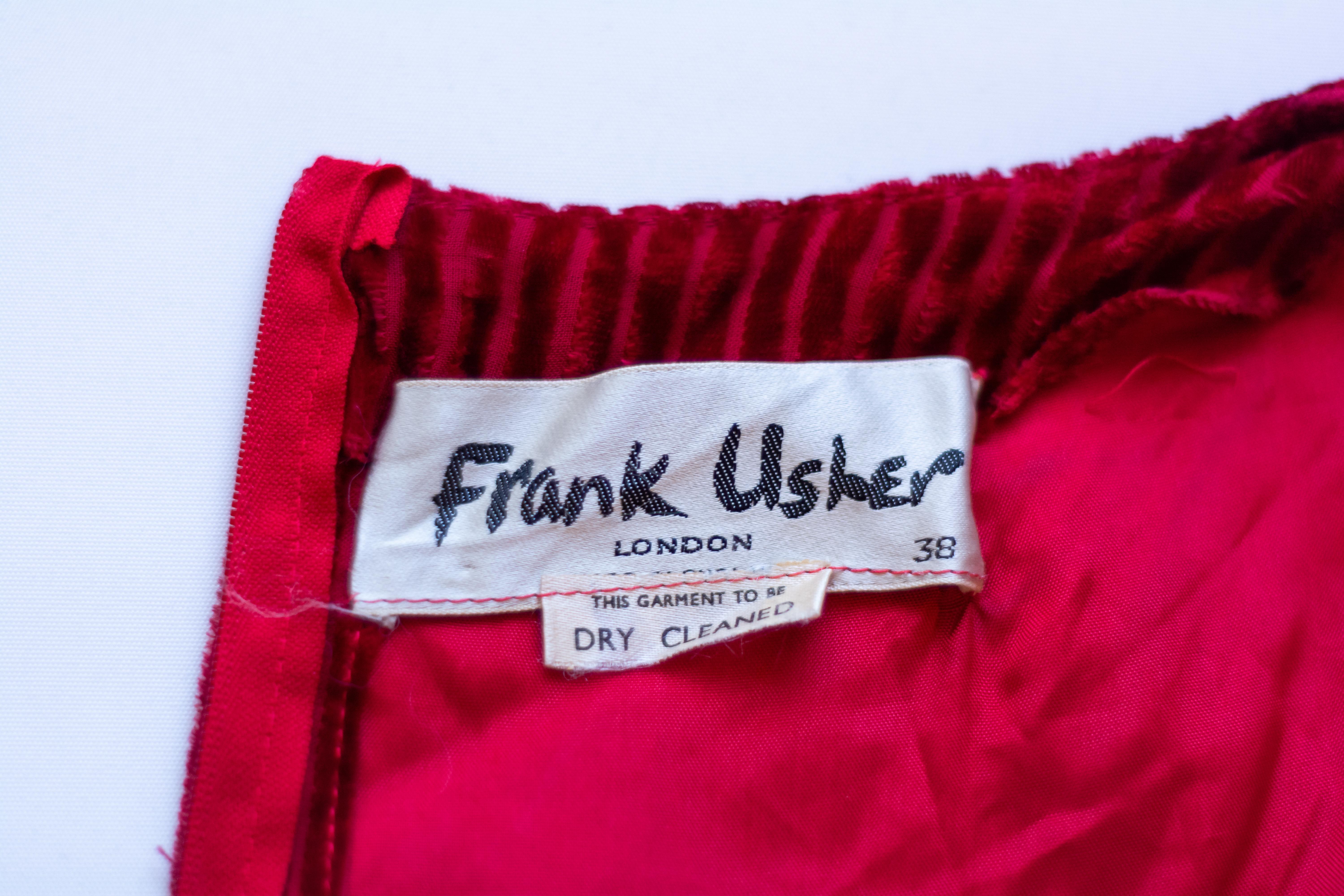Women's Vintage Red Velvet Frank Usher Dress For Sale