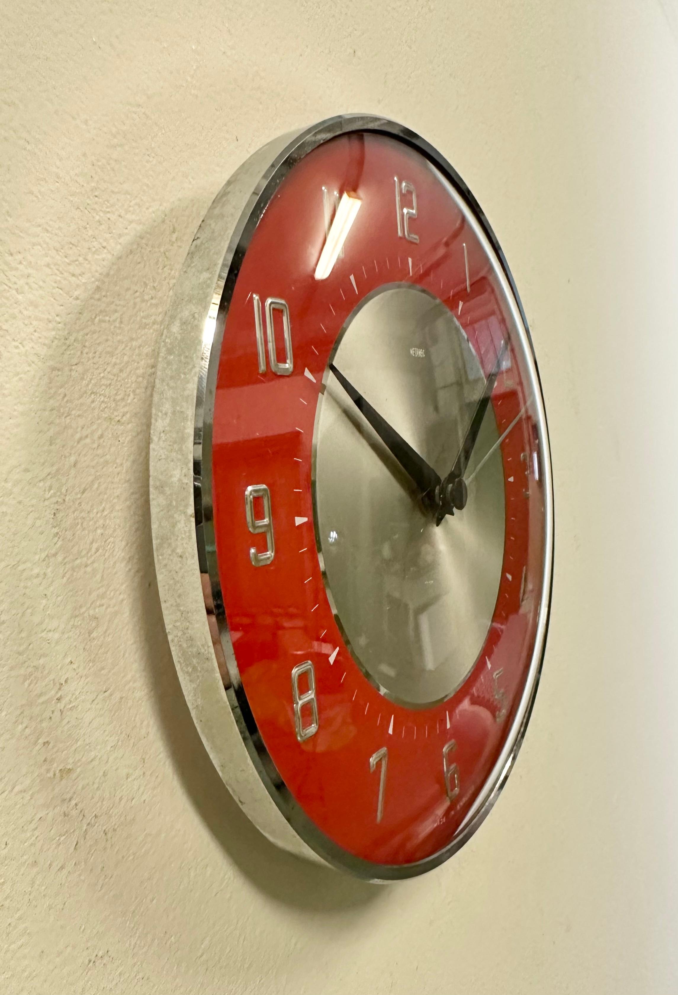 British Vintage Red Wall Clock from Metamec, 1970s