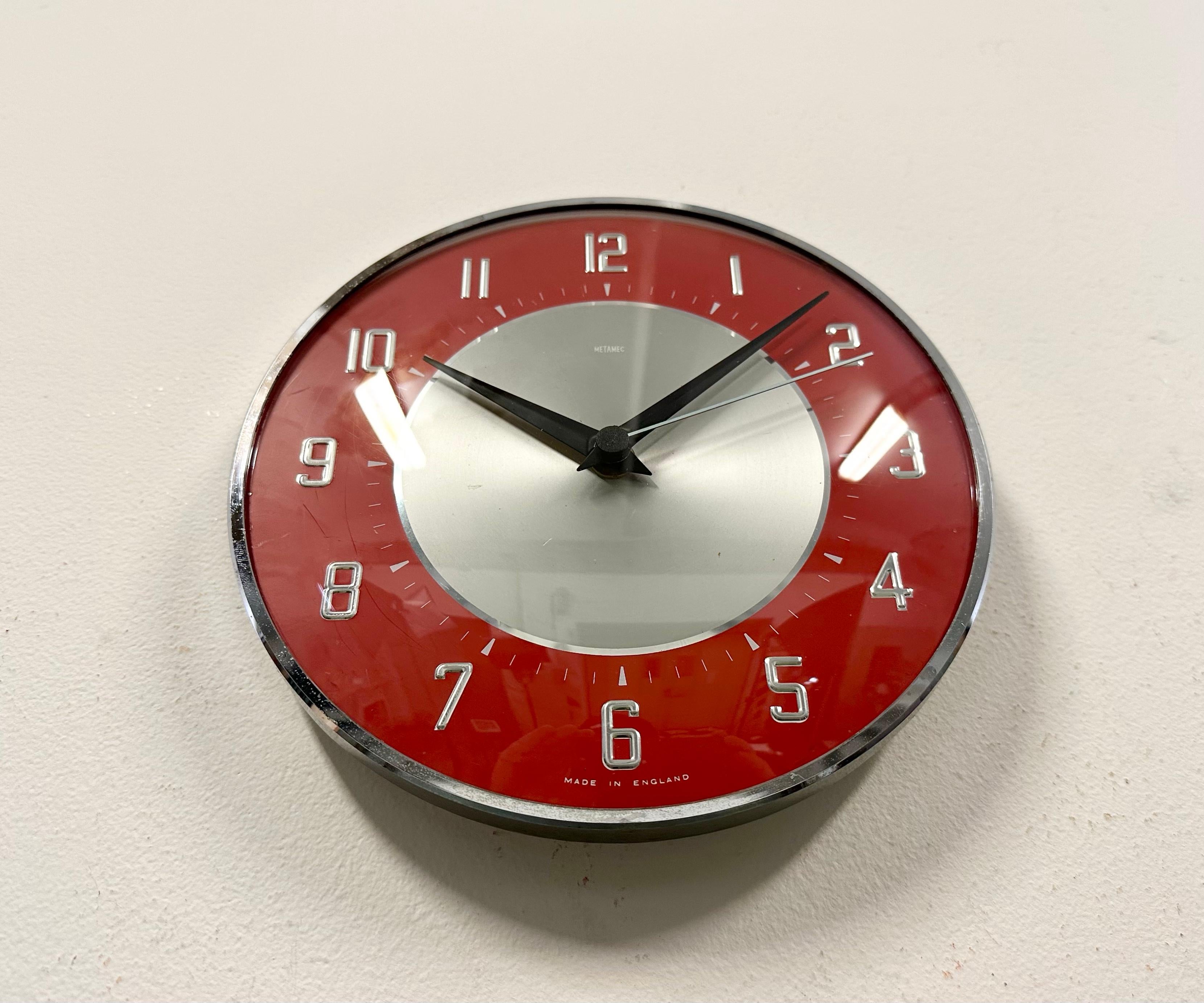 Late 20th Century Vintage Red Wall Clock from Metamec, 1970s