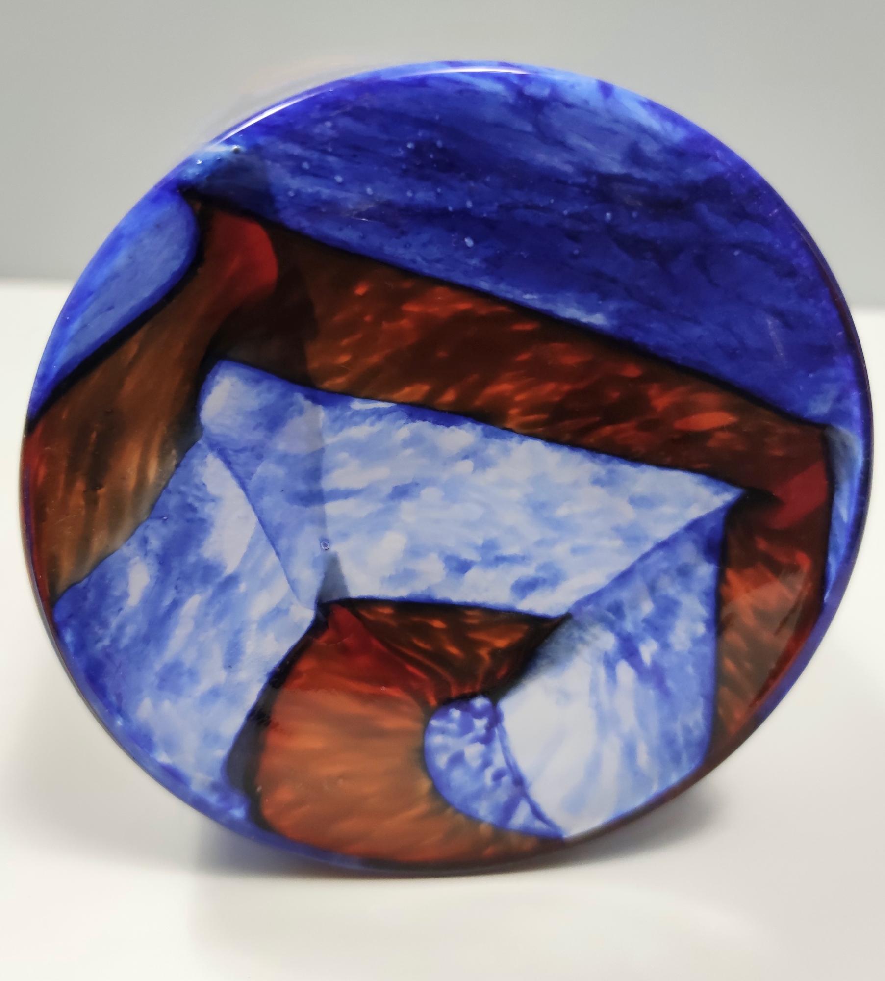 Postmodern Red, White and Blue Murano Glass Vase by Carlo Moretti, Italy For Sale 5