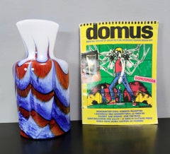 Postmodern Red, White and Blue Murano Glass Vase by Carlo Moretti, Italy