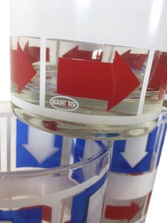 Vintage Red, White and Blue Rocks Glasses by Bartrix