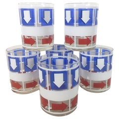 Vasos rocosos vintage rojo, blanco y azul de Bartrix
