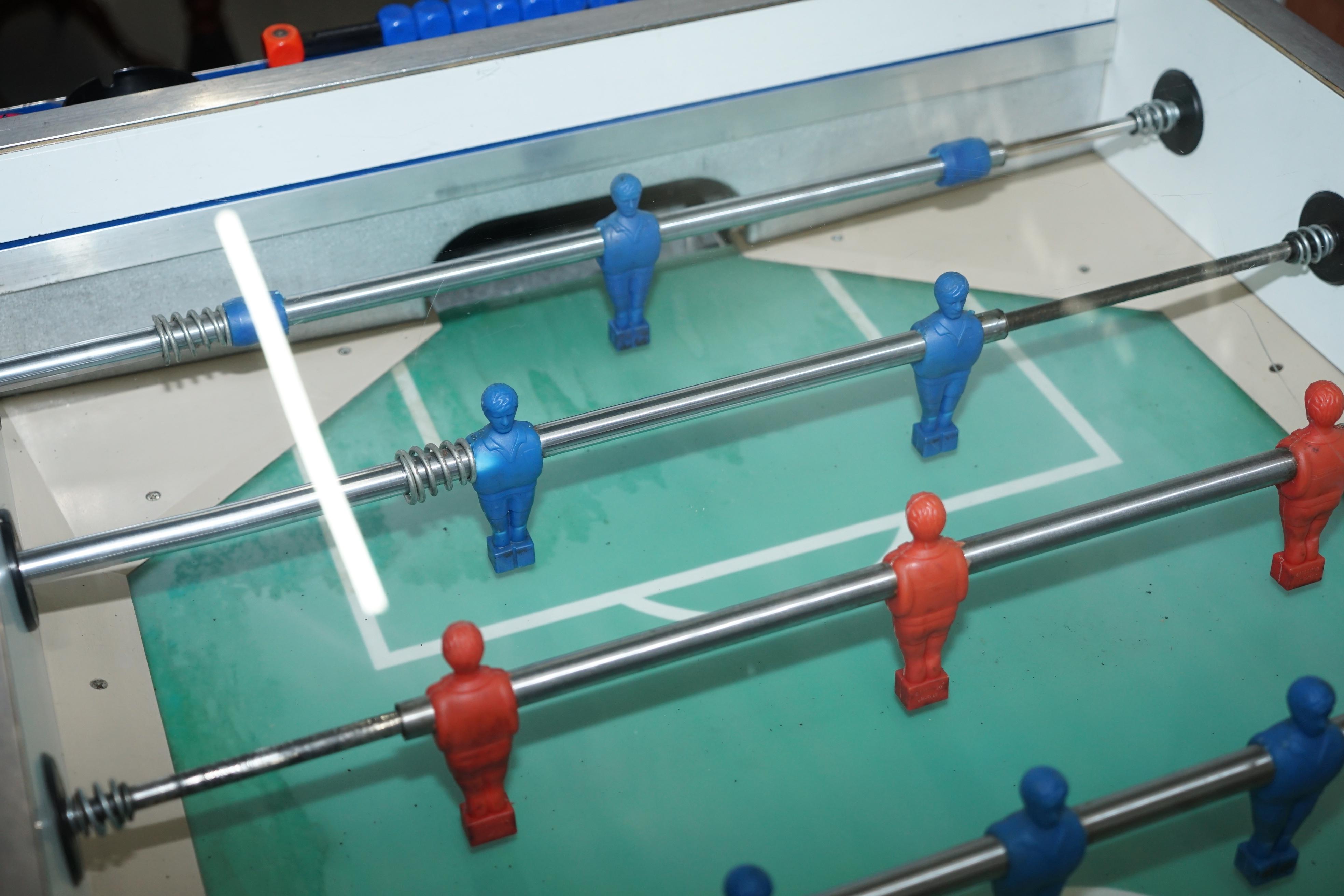 Vintage Red White & Blue Foosball Table Football Covered in Pop Culture Stickers 1