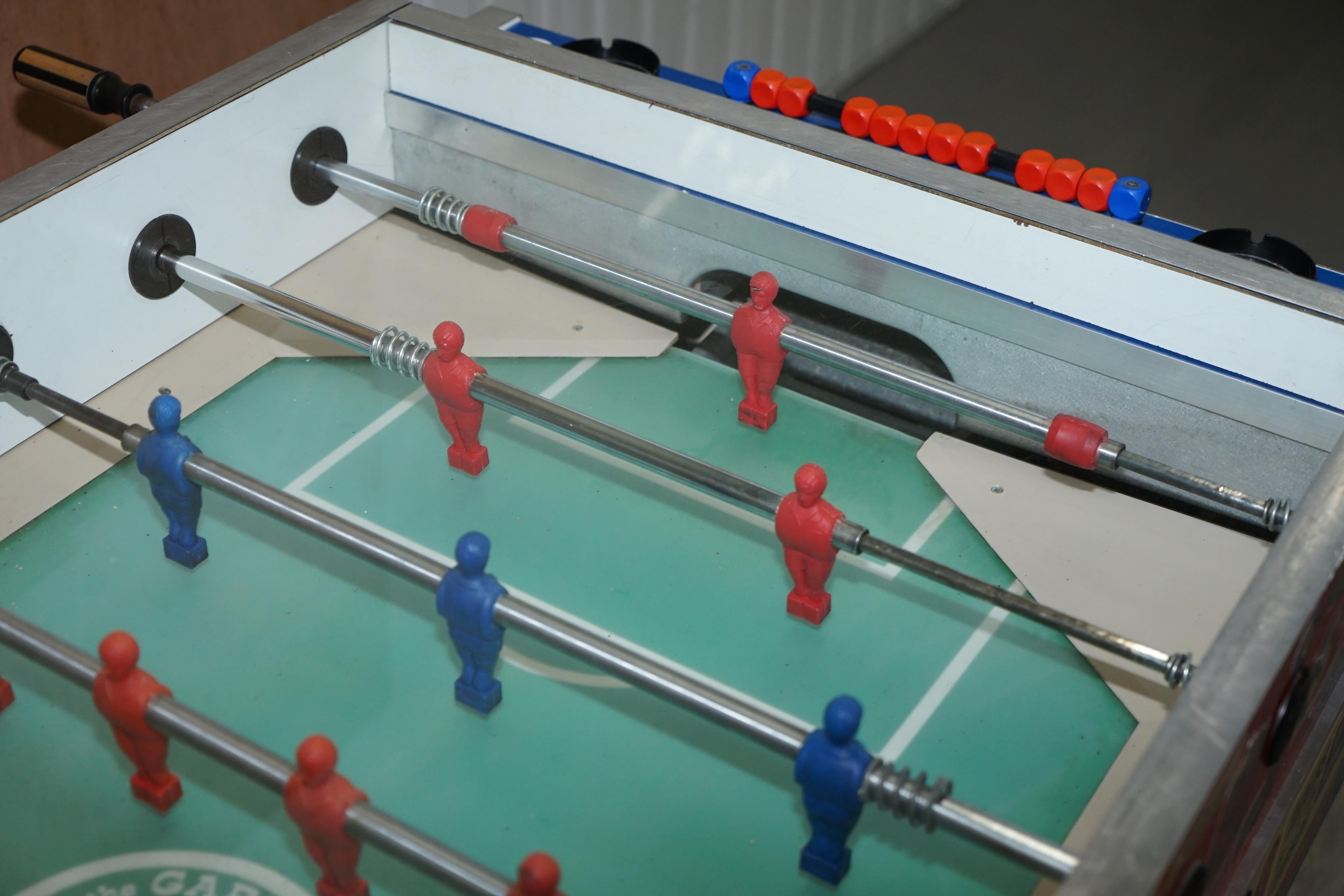 Vintage Red White & Blue Foosball Table Football Covered in Pop Culture Stickers 2