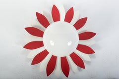 Vintage Red & White Flower Petal Ceiling Light