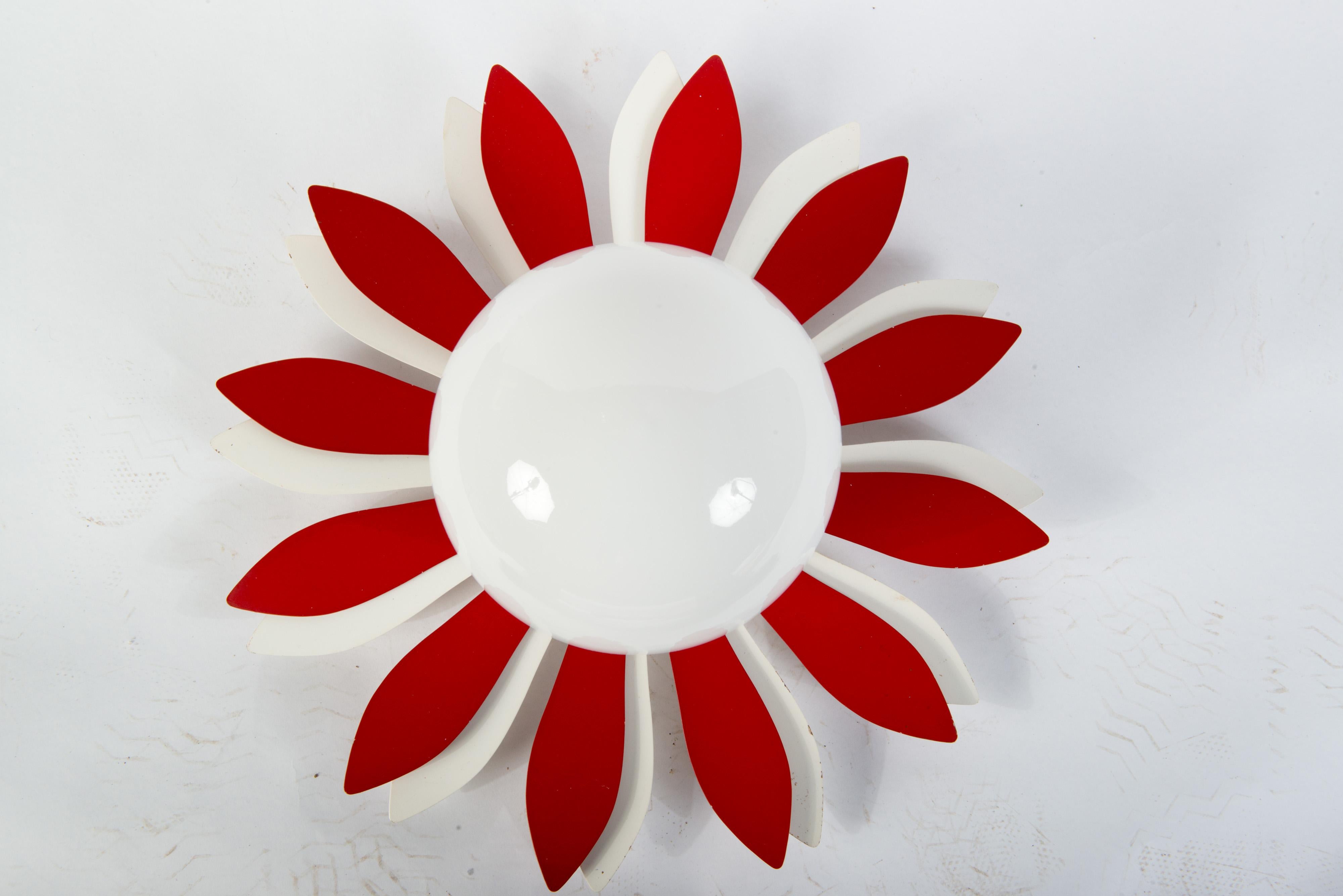 American Vintage Red & White Flower Petal Ceiling Light