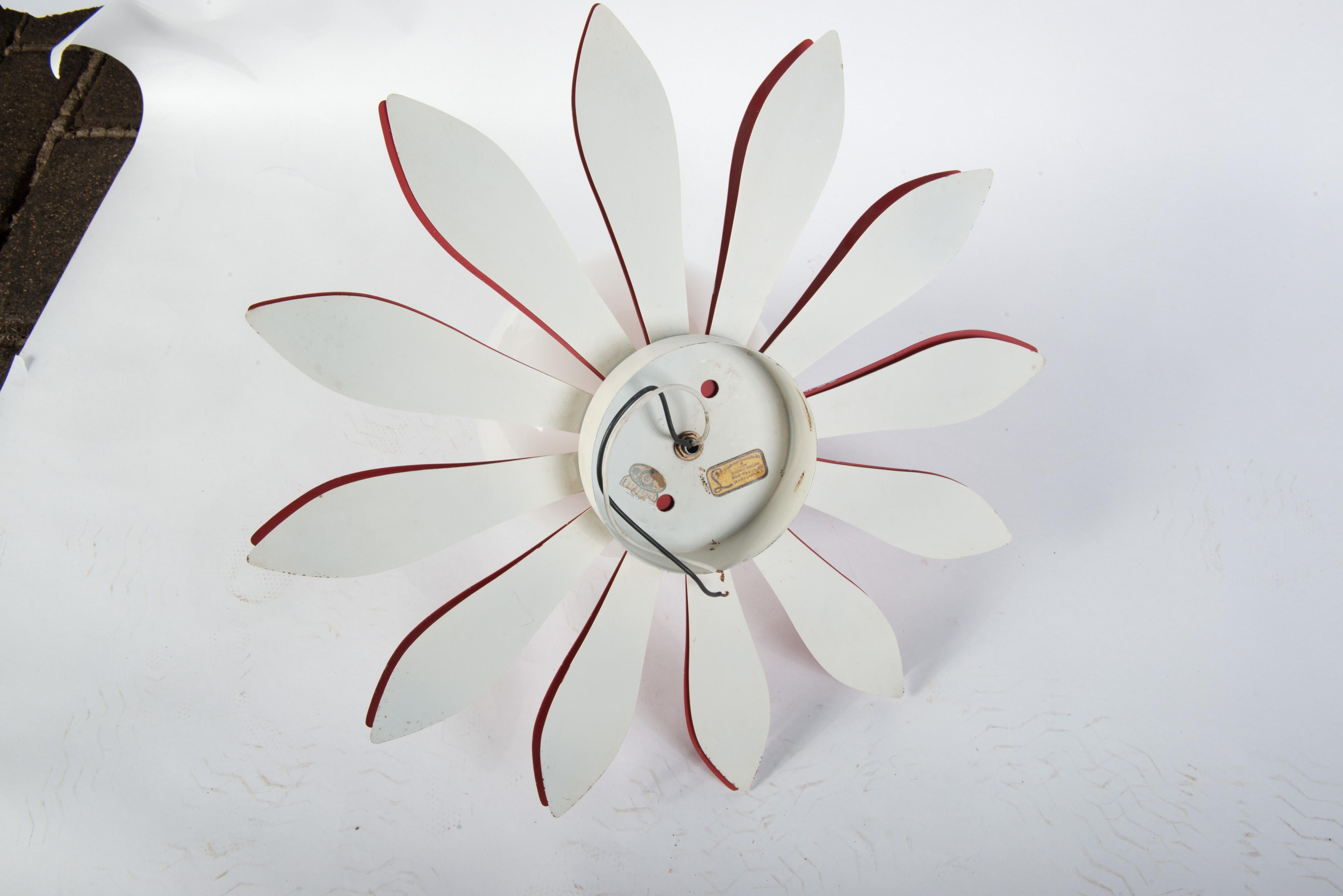 Metal Vintage Red & White Flower Petal Ceiling Light