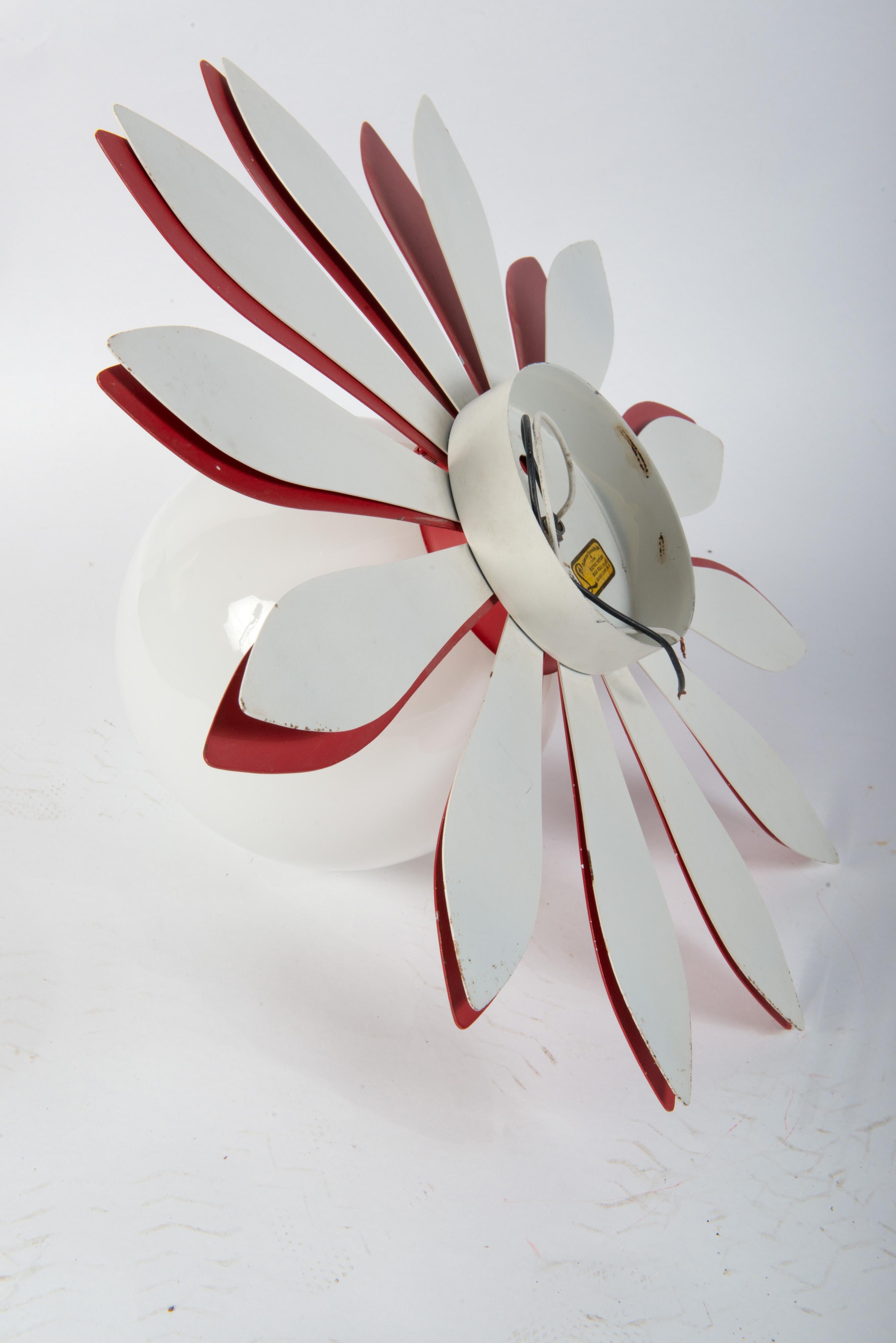 Vintage Red & White Flower Petal Ceiling Light 2