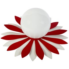 Vintage Red & White Flower Petal Ceiling Light