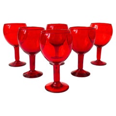 Vintage Red Wine Glasses - Set of 6