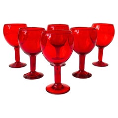 Vintage Red Wine Glasses - Set of 6