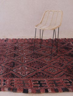 Vintage Rote Wolle Marokkanische Beni M'Guild Teppich