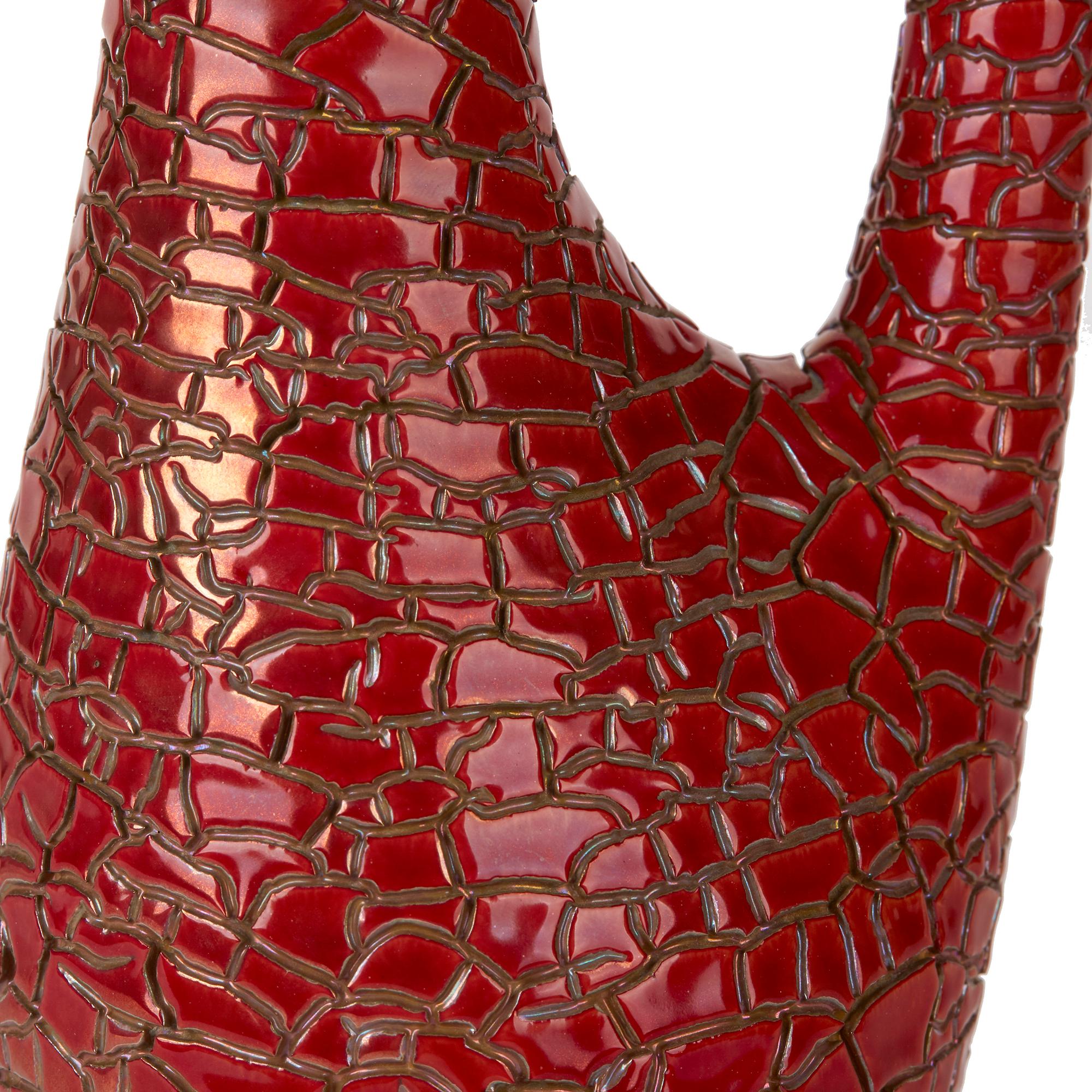Ceramic Vintage Red Zsolnay Flambe Eosin Jug Vase By Gabriella Törs�ök, circa 1950