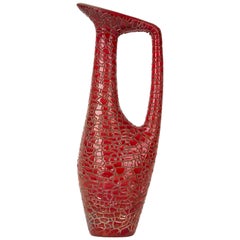 Vintage Red Zsolnay Flambe Eosin Jug Vase By Gabriella Törsök, circa 1950