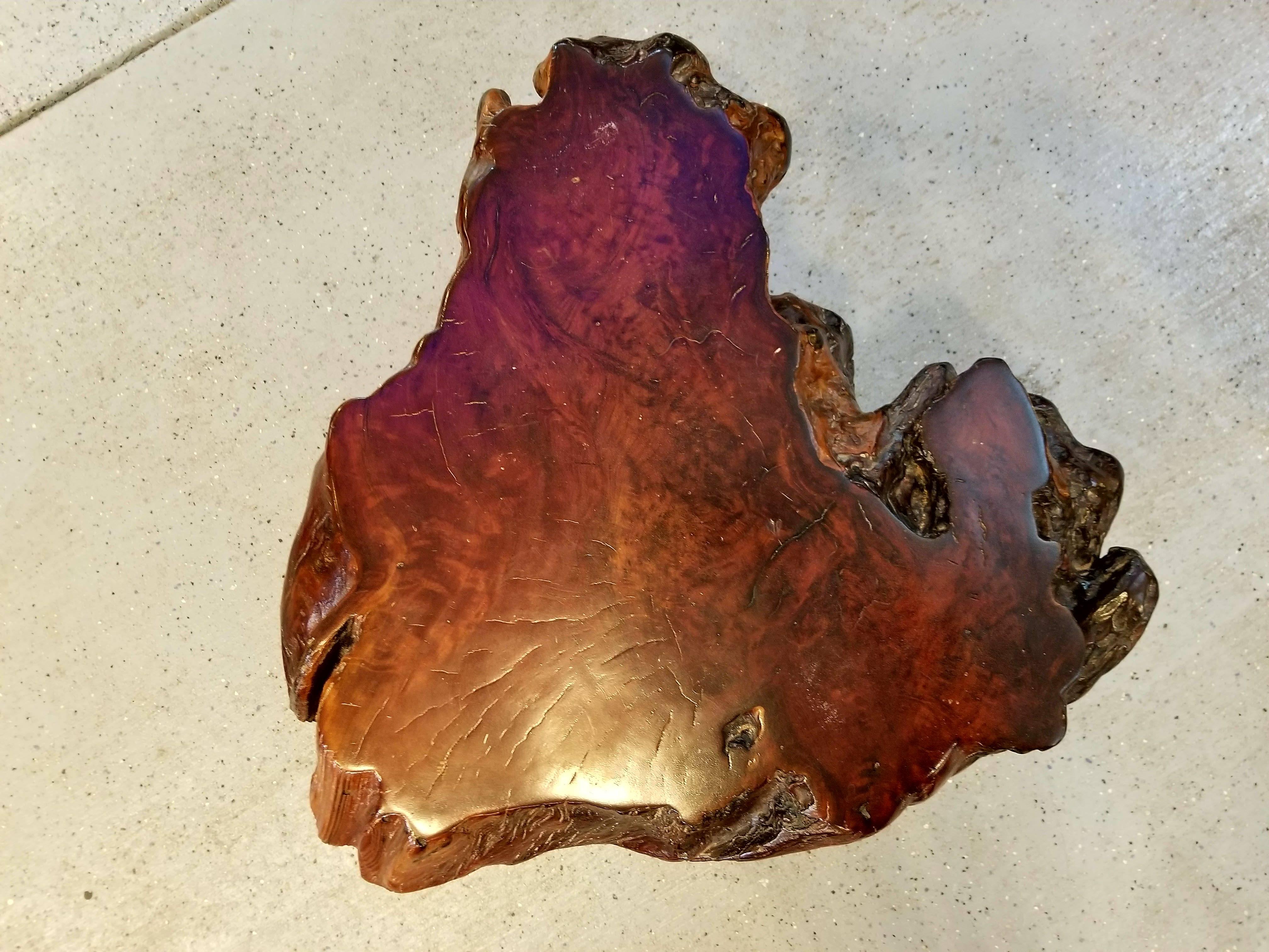 Vintage Redwood Burl and Driftwood End Table In Excellent Condition In Fulton, CA