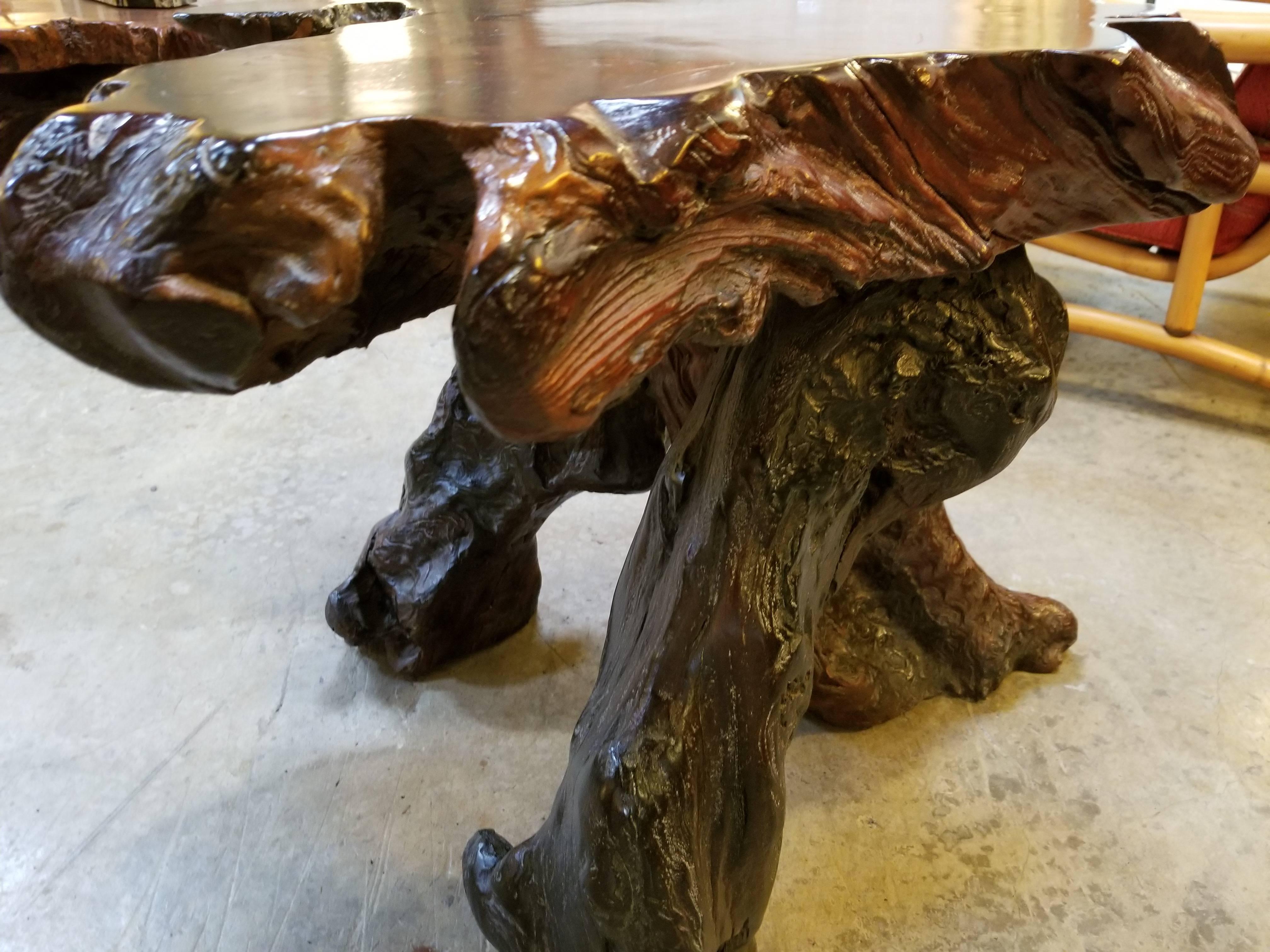 Vintage Redwood Burl and Driftwood End Table 2