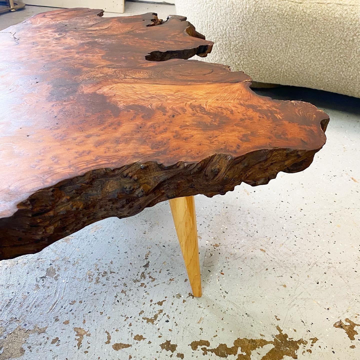 vintage redwood coffee table