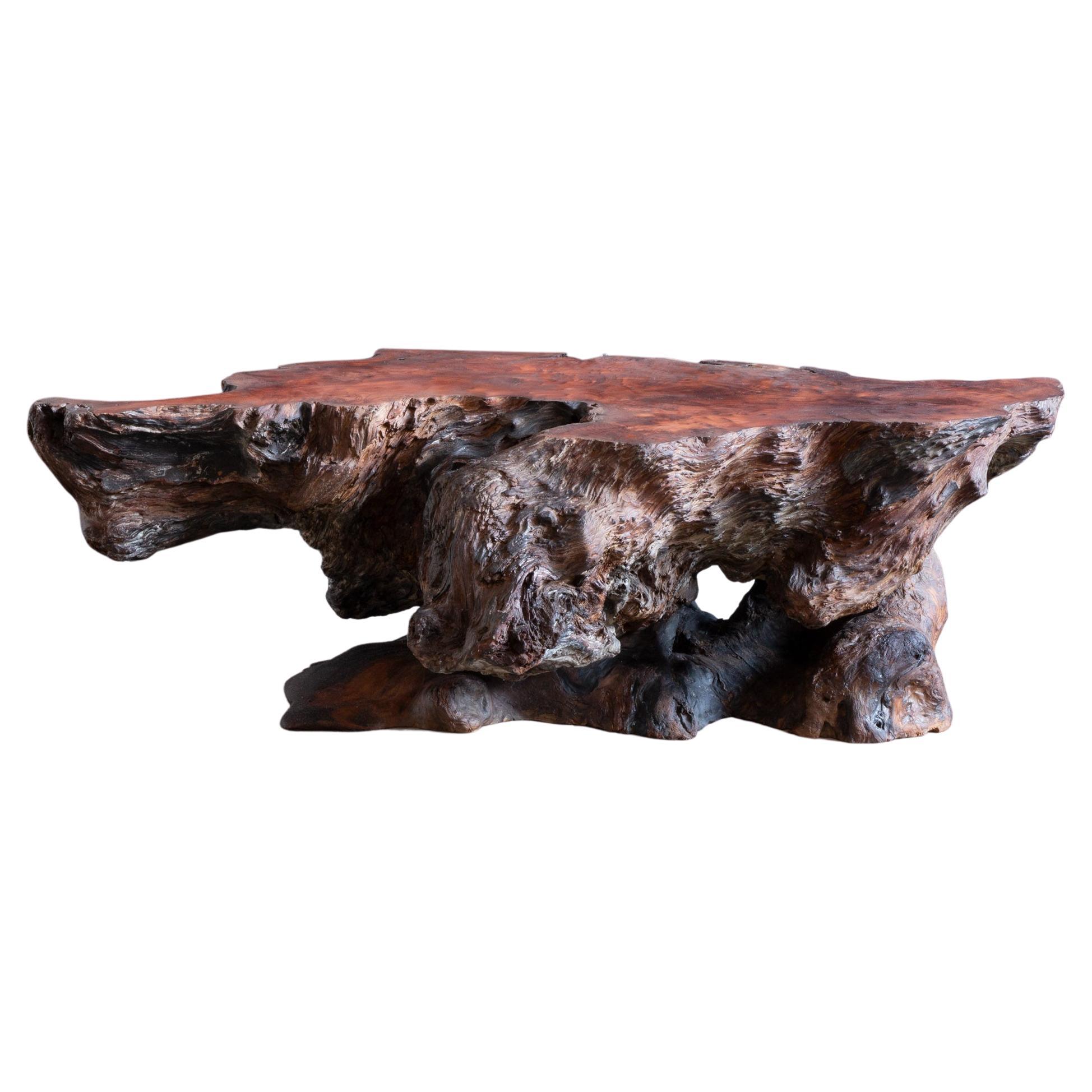 Vintage Redwood Burl Live Edge Coffee Table circa 1960