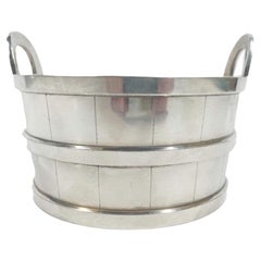 Retro Reed and Barton Silver Plate Ice Bucket in the Form of a Staved Tub