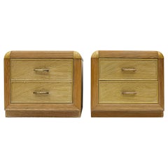 Vintage Reed and Brass Coastal Night Stands