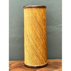 Vintage Reed and Wood Cylinder Pedestal