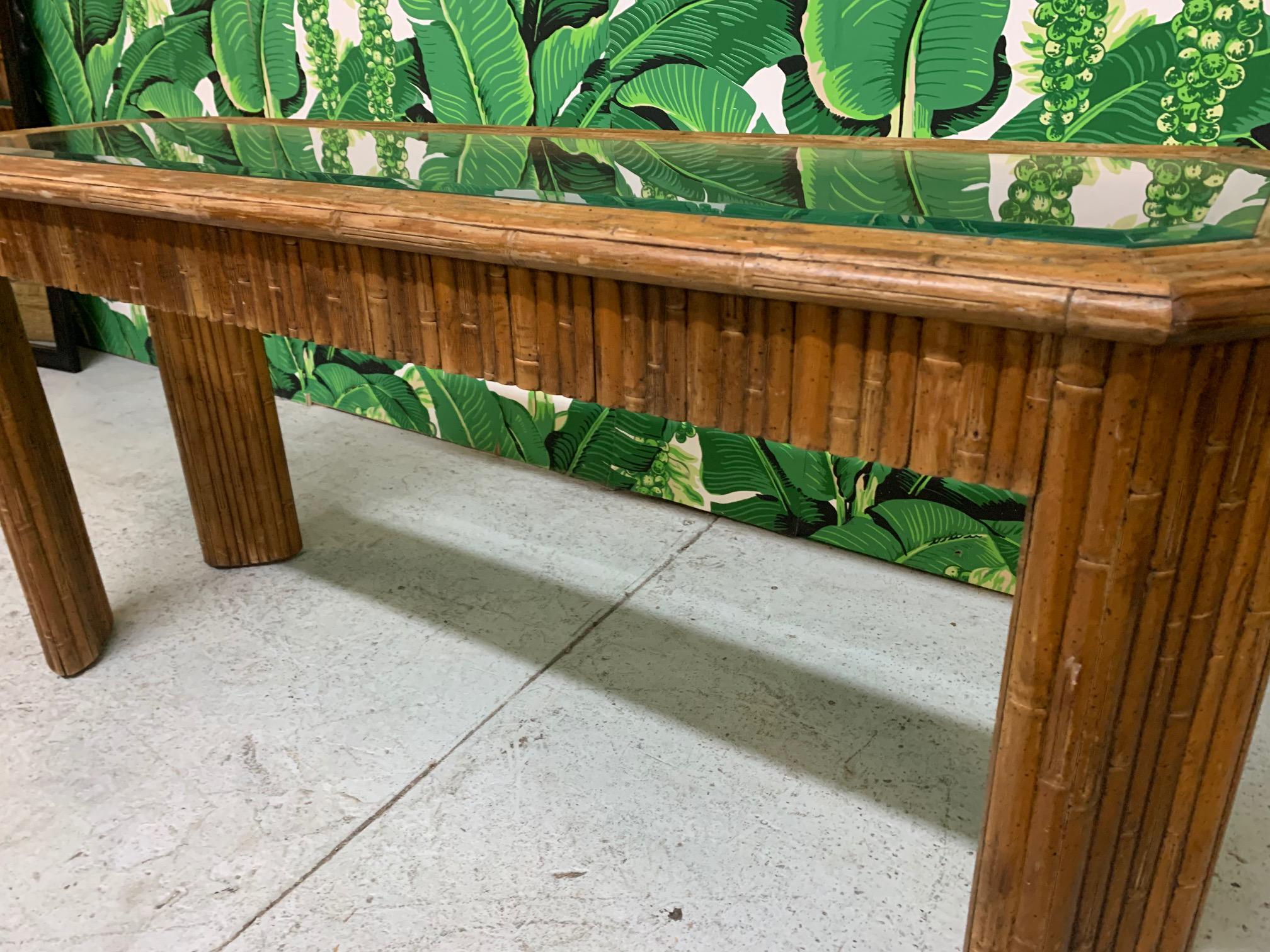 Vintage Reed Bamboo Console Table 1