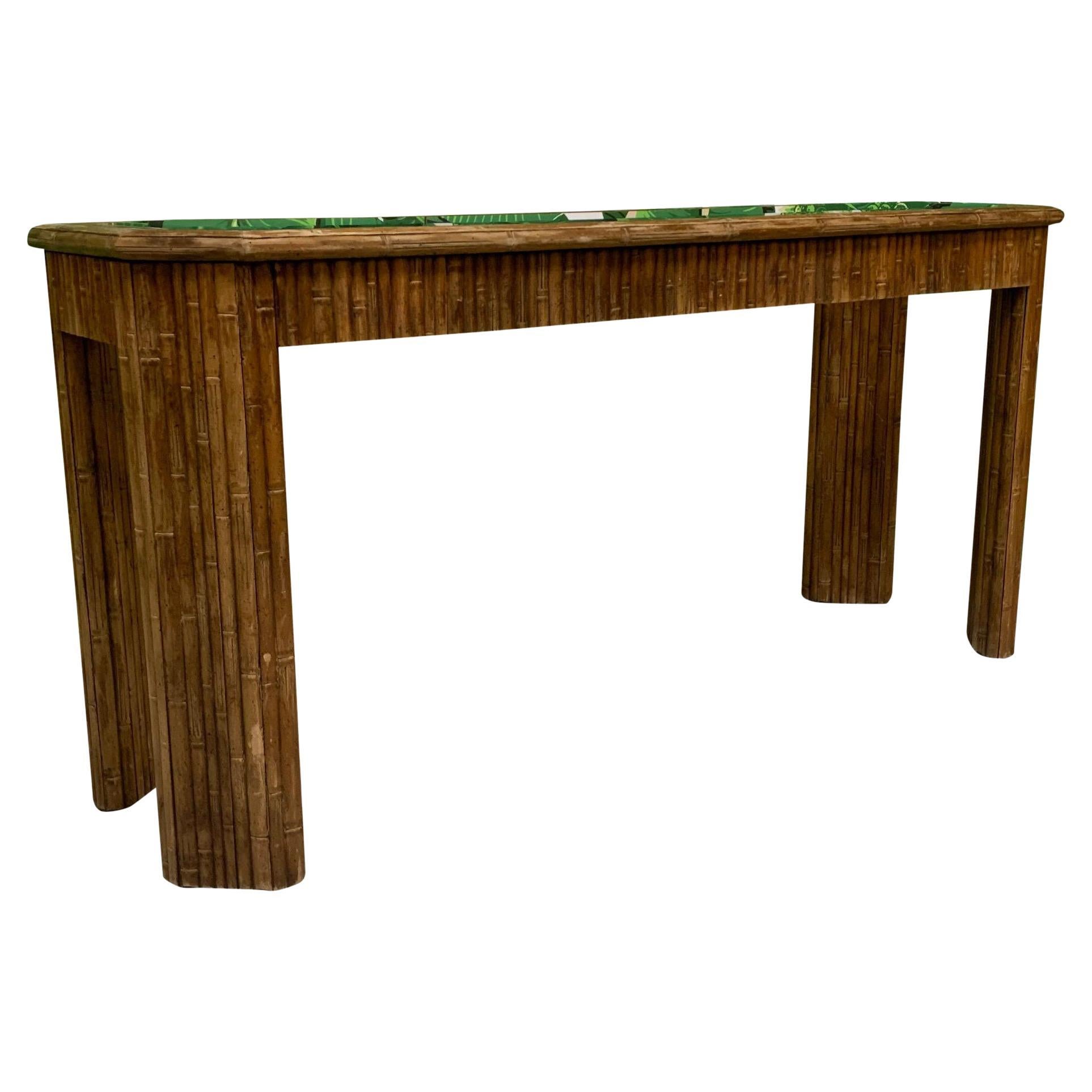 Vintage Reed Bamboo Console Table