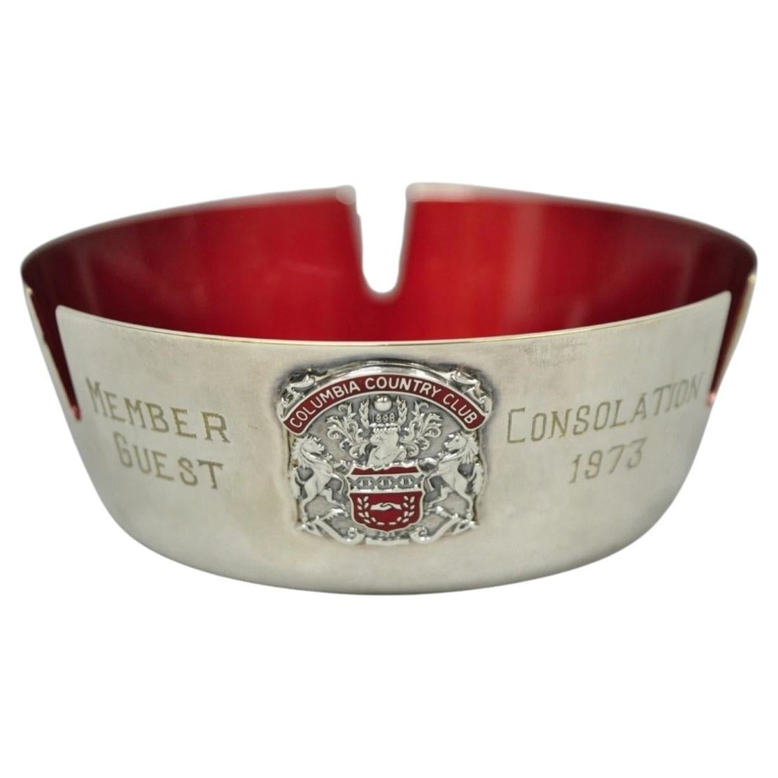 Pre-owned Reed & Barton Vintage  22 Silver Plated Red Enamel Columbia Country Club Ashtray