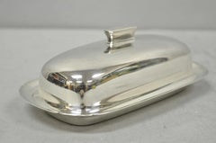 Mantequera vintage de Reed & Barton, estilo Art Déco y Mid-Century Modern, chapada en plata
