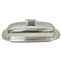 Mantequera vintage de Reed & Barton, estilo Art Déco y Mid-Century Modern, chapada en plata