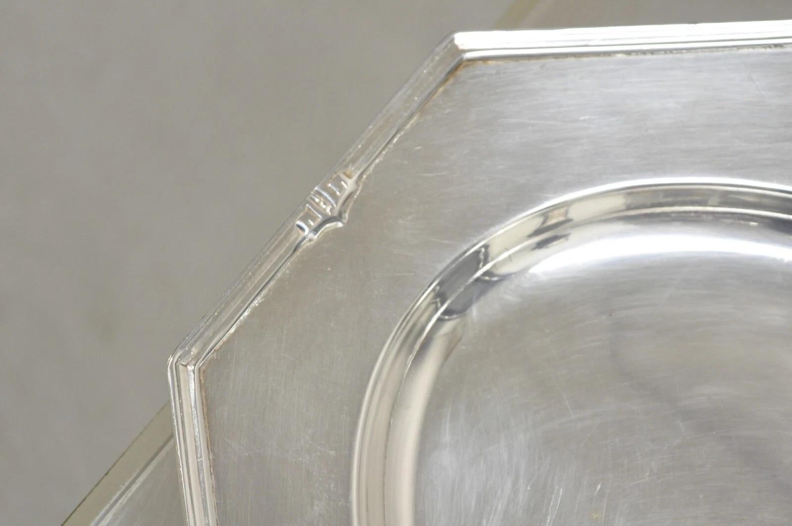 20th Century Vintage Reed & Barton Edwardian Silver Plated Octagonal Serving Platter Tray For Sale